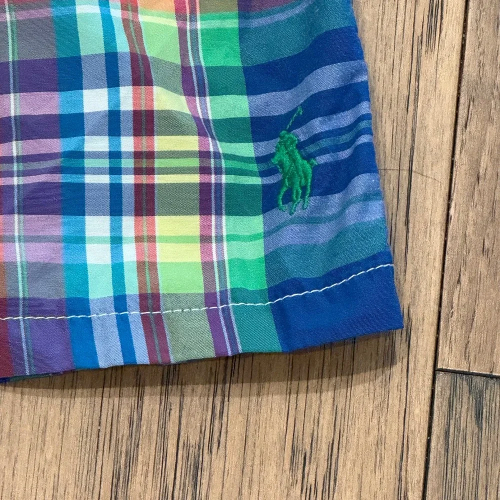 Polo Ralph Lauren Mens 2XLT Madras Plaid Swim Trunks Multi Color Big & Tall 2XL